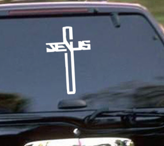 Jesus Cross Car Decal - 13 color options
