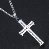 Philippians 4:13 Stainless Steel Cross Pendant Necklace