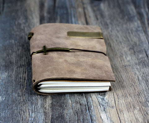 Genuine Leather Bound Cross Bound Church Notebook Diary