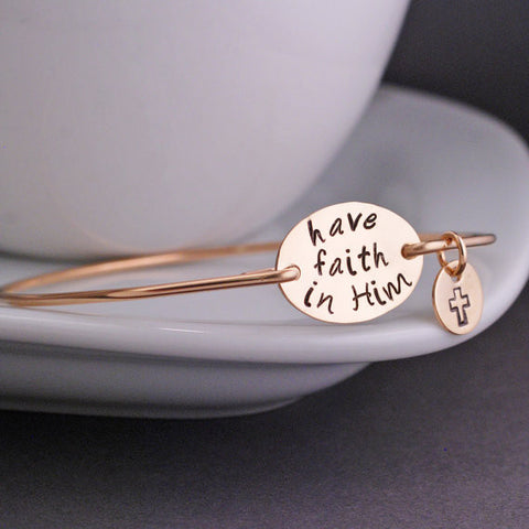 "Have Faith in Him" Gold Plated Bracelet